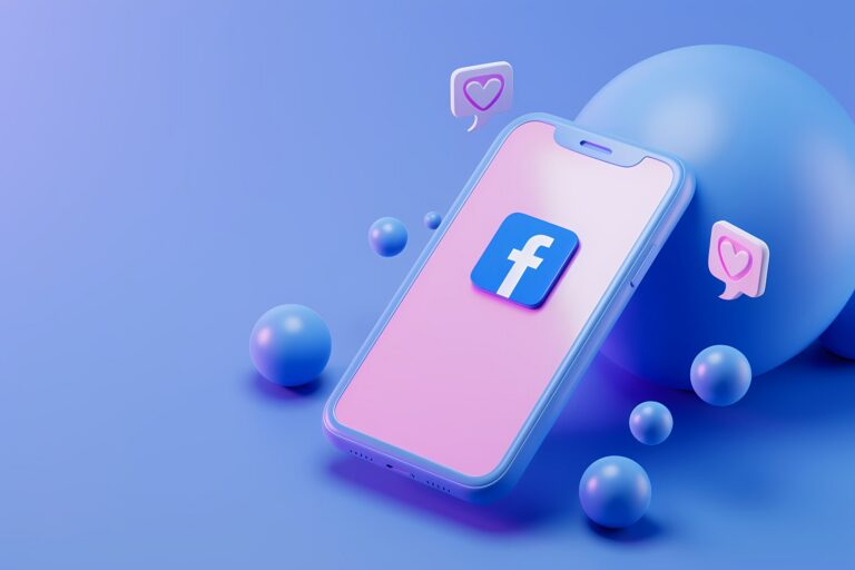 realistic phone studio social media concept